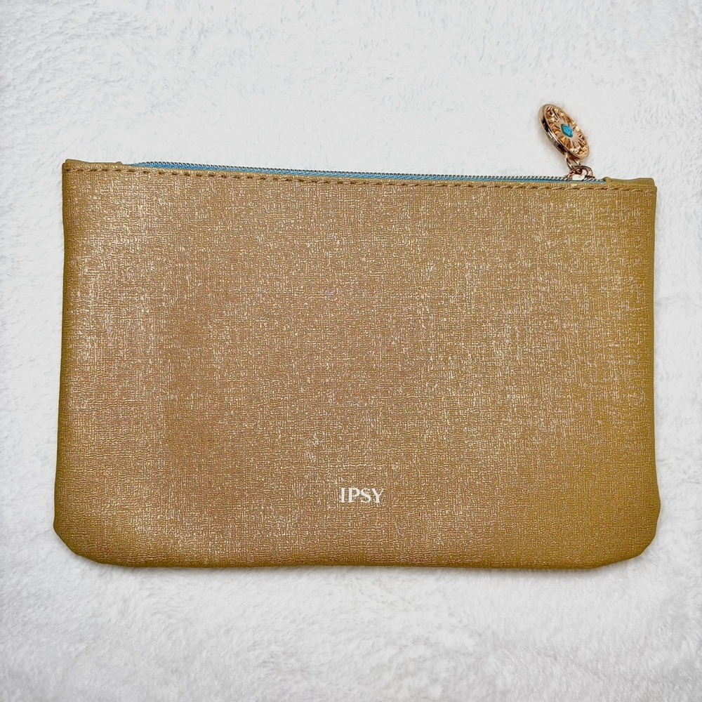 Free with $15 Purchase Ipsy Cosmetic Bag Stay Golden July 2021 Gold Turquoise - Picture 2 of 4